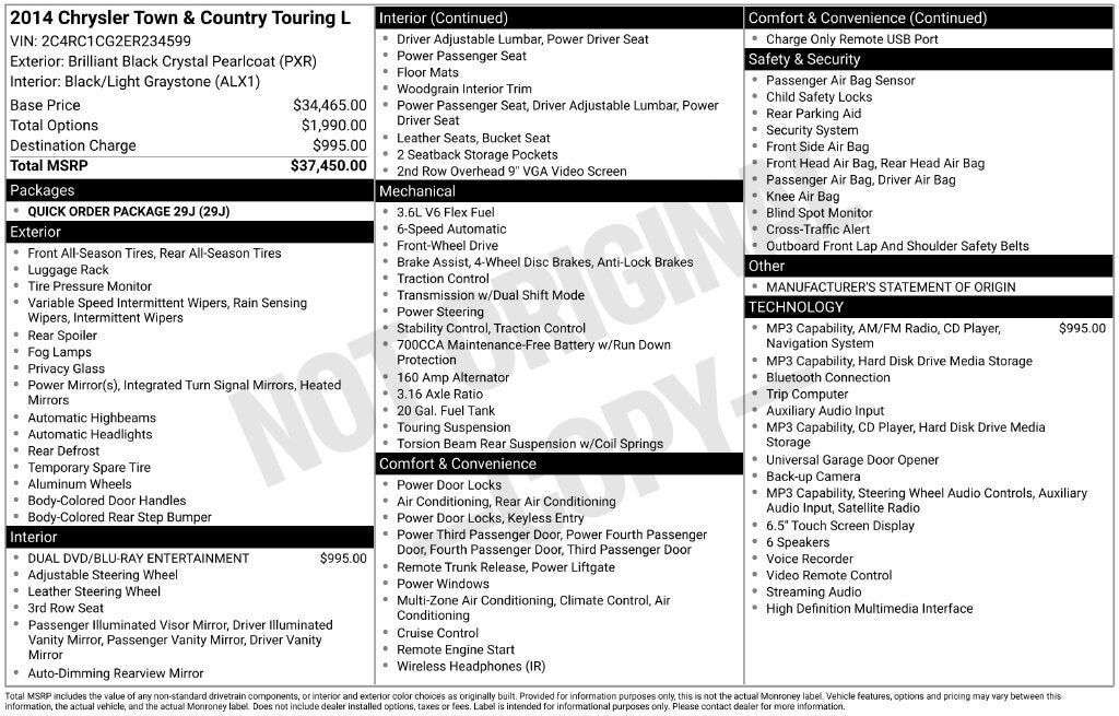 2014 CHRYSLER Town and Country